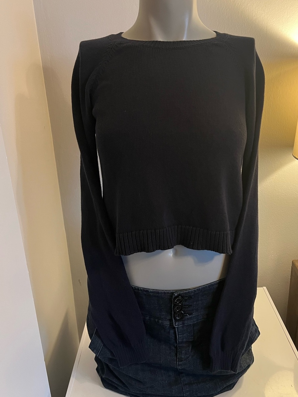 ✨ Weekend Max Mara Black Ribbed Cropped Knit Sweater M